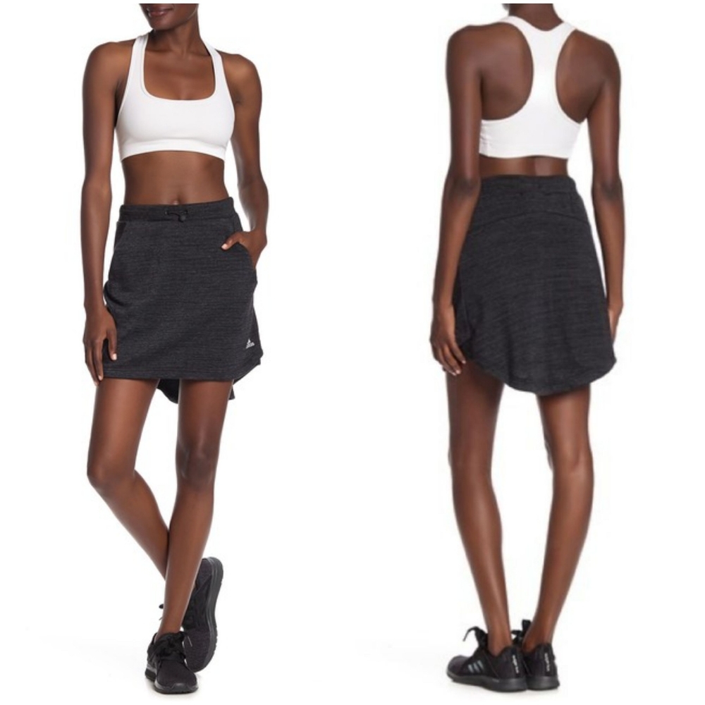 Adidas Heathered French Terry High/Low Black/Dark Gray Skirt XS